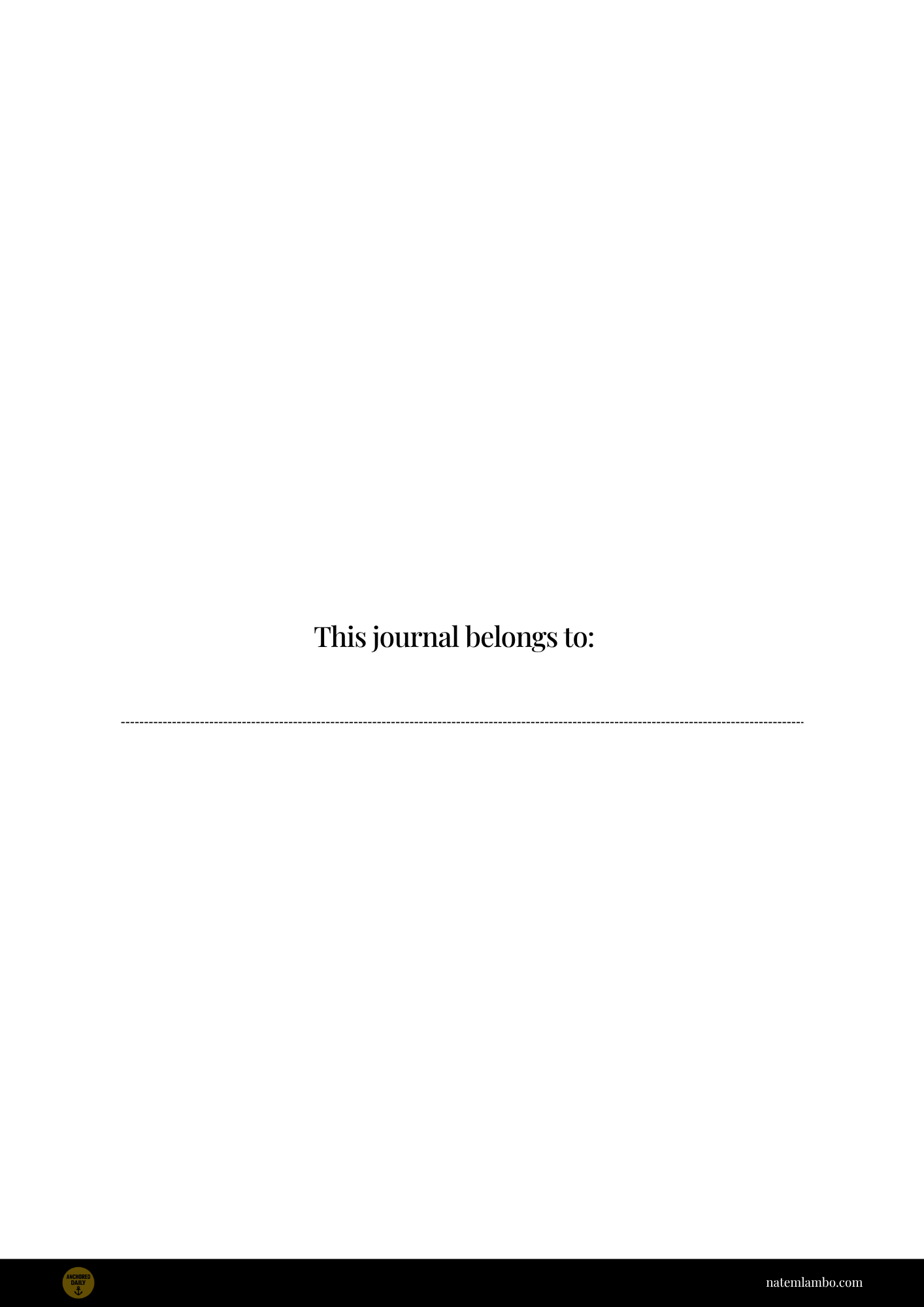 Blank page with 'This journal belongs to:' text on a white background
