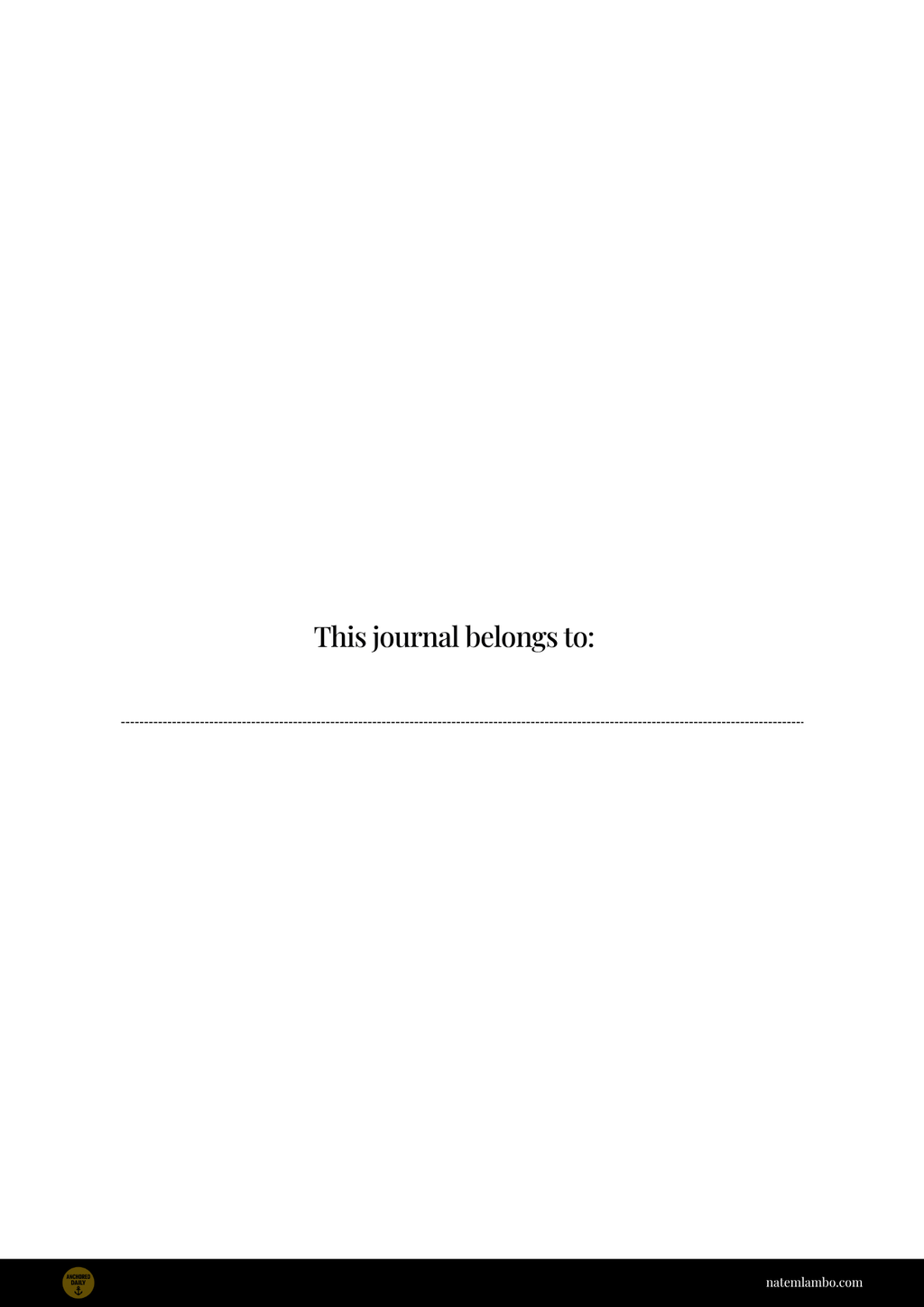 Blank page with 'This journal belongs to:' text on a white background